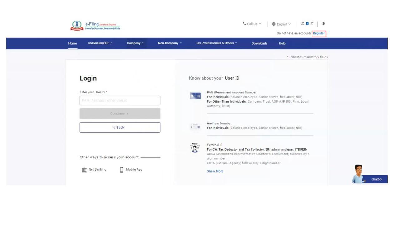 Income Tax Portal Homepage