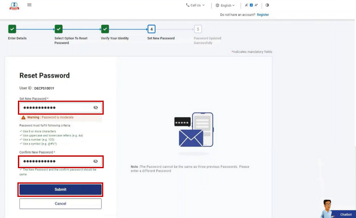 Set and confirm your new password